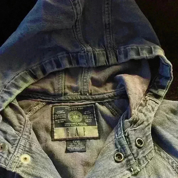 Vintage 1990’s GAP Jean Jacket with hood 12-24 months 100%Cotton - Picture 3 of 6